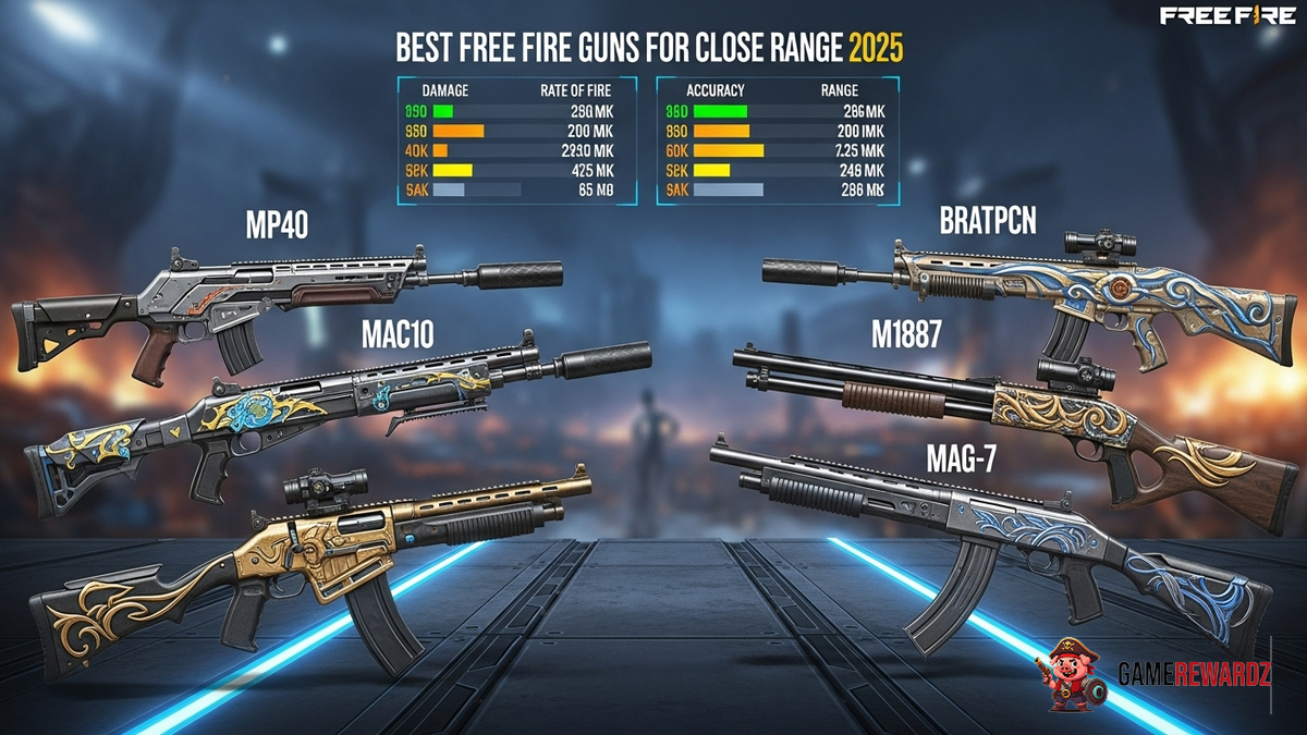 Best Free Fire Guns for Close Range 2025